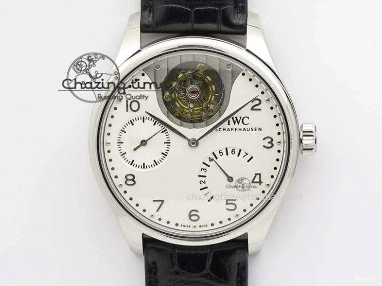 MIROTIME 0401 Casual Portuguese IW371405 ZF 1:1 Best Edition SS White Dial Silver Markers On Black Leather Strap A 7305